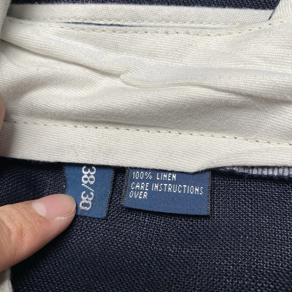 Polo by Ralph Lauren Pants 38x30 (38x29.5) Flat Front Linen Cotton Navy